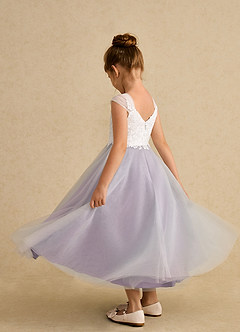 Azazie Momo Flower Girl Dresses Ivory Wisteria A-Line Lace Dress image4