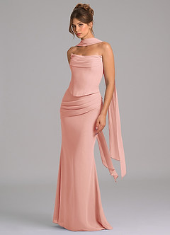 Azazie Sorrel Bridesmaid Dresses Rosette Mermaid Corset Chiffon Dress image5