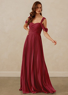 Christian Siriano Bridal for Azazie 1013 Bridesmaid Dresses Pomegranate A-Line Off the Shoulder Chiffon Dress image7