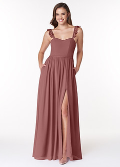 Azazie Metz Bridesmaid Dresses Desert Rose A-Line Sweetheart Ruched Chiffon Dress image1