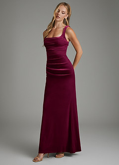 Azazie Agustina Bridesmaid Dresses Cabernet Mermaid Corset Velvet Dress image4