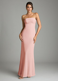 Azazie Saylor Brudtärnklänningar Klä av Sjöjungfru i Chiffong Axelbandslös Rosett image3