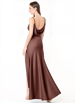Azazie Alaija Brautjungfernkleider Meerjungfrau-Linie Seitliche Cut-Outs Stretch-Satin Kleid Espresso image2