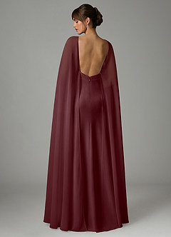 Azazie Stefania Robes de demoiselle d'honneur Robe Trapèze en Satin extensible Sangria image4