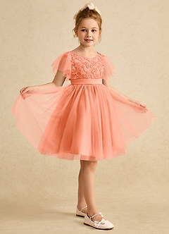 Azazie Queenie Flower Girl Dresses Sunset A-Line Lace Dress image5