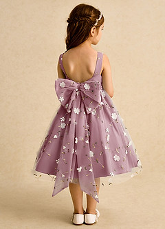 Azazie Bean Flower Girl Dresses Vintage Mauve Ball-Gown Sleeveless Tulle Dress image2