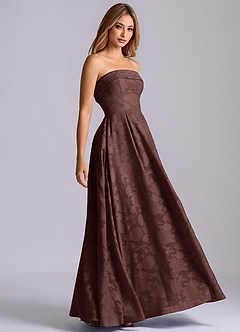 Azazie Lucienne Bridesmaid Dresses Ganache A-Line Strapless Floral Burnout Dress image1