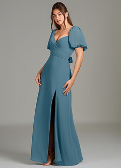 Azazie Phylicia Bridesmaid Dresses Bermuda A-Line Bow Chiffon Dress image4