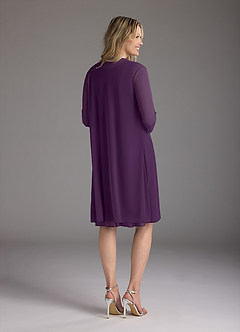 Azazie Sunny Kleider für die Brautmutter A-Linie Plissee Gittergewebe Kleid Traube image4