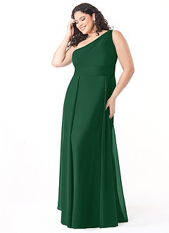Azazie Dallas Bridesmaid Dresses Dark Green A-Line One Shoulder Chiffon Dress image8