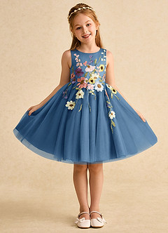 Azazie Prima Flower Girl Klänningar Klänning A-Line i Tyll Rosett image1