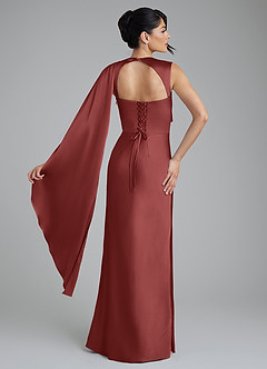 Azazie Taj Bridesmaid Dresses Terracotta Mermaid Corset Stretch Satin Dress image2