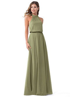 Azazie Landry Bridesmaid Dresses Pistachio A-Line Pleated Mesh Dress image1