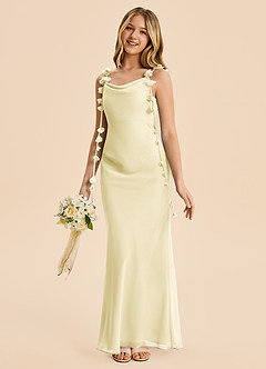 Azazie Trinity Junior Lemon Sorbet Mermaid Pleated Chiffon Dress image1