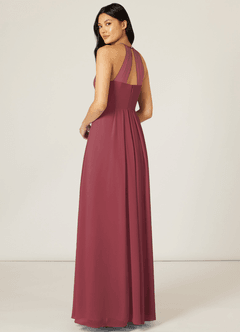 Azazie Sarah Final Sale Merlot Empire Pleated Chiffon Dress image5