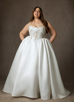 Azazie Mirabeth Robes de mariée Robe Princesse en Dentelle Sans bretelles Diamant Blanc Sable image15