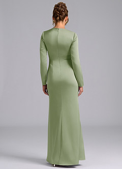 Azazie Valerie Bridesmaid Dresses Dusty Sage Mermaid Long Sleeve Stretch Satin Dress image2