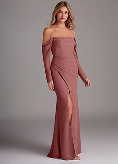 Azazie Hallie Bridesmaid Dresses Amethyst Mermaid Long Sleeve Chiffon Dress image4