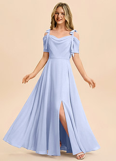 Azazie Giselle Junior A-Linie Schulterfrei Chiffon Kleid Eis image1