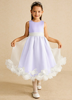 Azazie Stardust Flower Girl Dresses Lilac A-Line Sleeveless Organza Dress image1