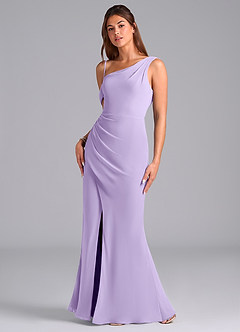 Azazie Madelyn Bridesmaid Dresses Lilac Mermaid One Shoulder Chiffon Convertible Dress image5