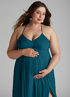 Azazie Annabelle Abiti da damigella d'onore premaman Abito A-Line con Scollo a V a Pieghe Maglia Floor-Length image11