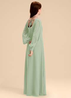 Azazie Bondi Junior Abito A-Line in Chiffon Blusa Verde Salvia image6