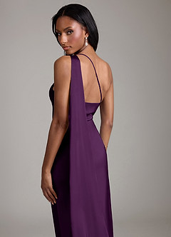 Azazie Galinda Suknie dla druhen Syrena Jedno ramię Satyna elastyczna Do ziemi Sukienka image2