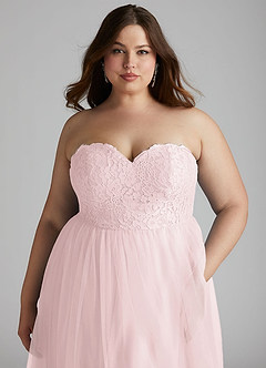 Azazie Roni Bridesmaid Dresses Blushing Pink A-Line Sweetheart Neckline Tulle Convertible Dress image11