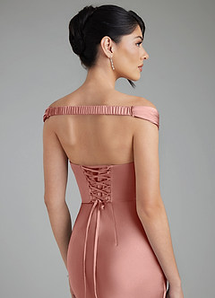 Azazie Stella Bridesmaid Dresses Rosette Sheath Corset Stretch Satin Convertible Dress image9
