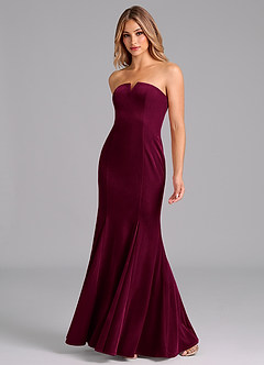Azazie Yinnie Bridesmaid Dresses Cabernet Mermaid Strapless Velvet Convertible Dress image3