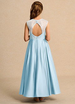 Azazie Candy Girl Flower Girl Dresses Sky Blue Ball-Gown Bow Matte Satin Dress image3