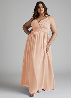 Azazie Ashia Brautjungfernkleider A-Linie Plissee Chiffon Kleid Englisches Rosa image7