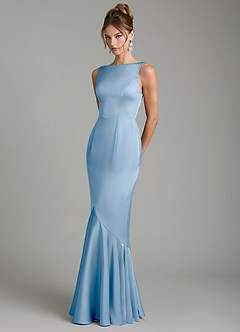 Azazie Tamera Brautjungfernkleider Meerjungfrau-Linie Plissee Stretch-Satin Kleid Puderblau image2