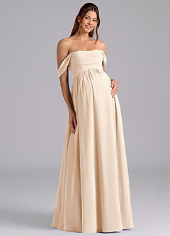 Azazie Saige Maternity Bridesmaid Dresses A-Line Pleated Chiffon Floor-Length Dress image3