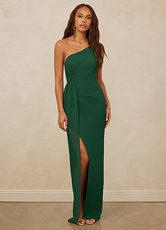 Christian Siriano Bridal for Azazie 1003 Bridesmaid Dresses Dark Green Sheath One Shoulder Chiffon Dress image1