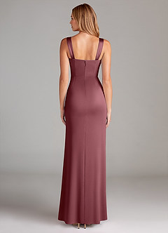 Azazie Denice Bridesmaid Dresses Desert Rose A-Line Pleated Stretch Satin Dress image2