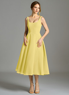 Azazie Amalie Bridesmaid Dresses Canary A-Line Pleated Chiffon Dress image4