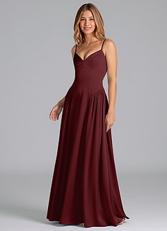 Azazie Kirby Bridesmaid Dresses Cabernet A-Line Stretch Satin Dress image4