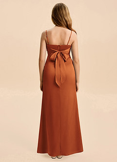 Azazie Christen Junior Linia A Pofałdowany Satyna elastyczna Długość podłogi Młodsza druhna Sukienka image2