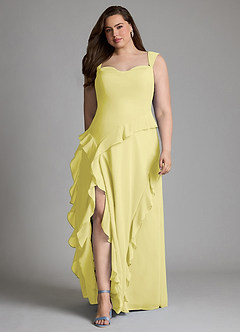Azazie Sloane Bridesmaid Dresses Lemon Sorbet A-Line Sweetheart Neckline Chiffon Dress image8