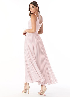 Azazie Raychelle Bridesmaid Dresses Blushing Pink A-Line V-Neck Chiffon Dress image4