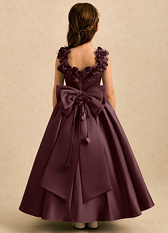 Azazie Eden Flower Girl Dresses Sangria Ball-Gown Pleated Matte Satin Dress image1