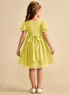 Azazie Jolie Flower Girl Dresses Canary A-Line with Sleeves Chiffon Dress image2