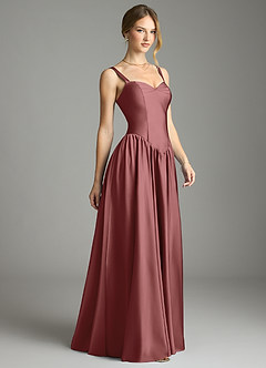 Azazie Evadina Vestidos de damas de honor Vestido de Amatista de Satén Elástico de Corte en A con Corsé image4