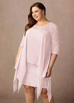 Azazie Flo Mother of the Bride Dresses Blushing Pink A-Line Lace Chiffon Dress image11