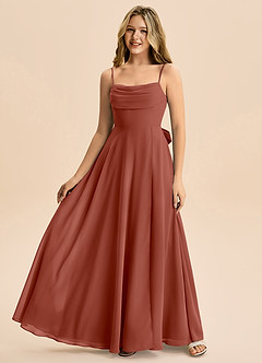 Azazie Bear Junior Klä av A-Line i Chiffong Plisserad image4