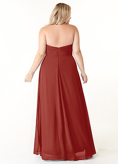 Azazie Tessie Bridesmaid Dresses Terracotta A-Line V-Neck Pleated Chiffon Dress image7