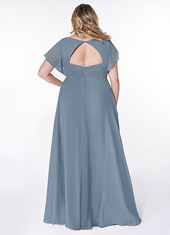 Azazie Rylee Bridesmaid Dresses Dusty Blue A-Line Pleated Chiffon Dress image7