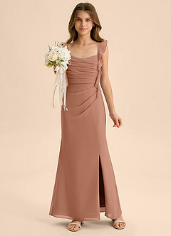 Azazie Jessamine Junior Bronzer Mermaid Sweetheart Neckline Chiffon Dress image1
